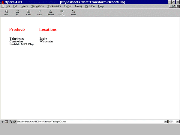 Στιγμιότυπο οθόνης του κώδικα του παραδείγματος, όπως εμφανίζεται όταν εφαρμόζονται φύλλα στιλ
